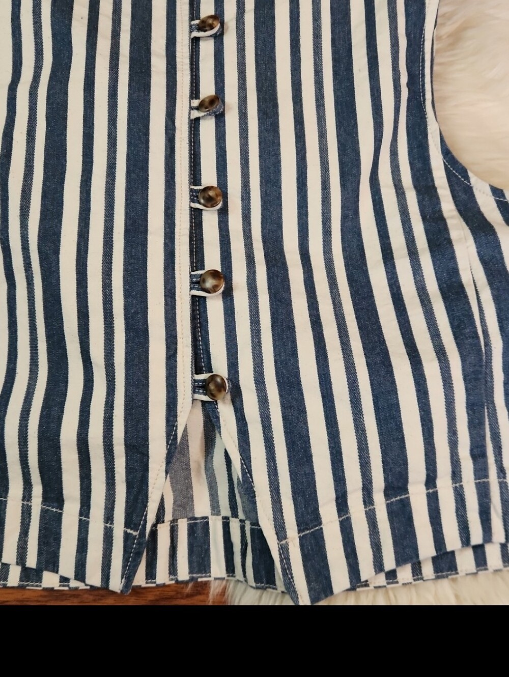 Sezan Davy Vertical Stripe Button Back Tank Top - Picture 4 of 6